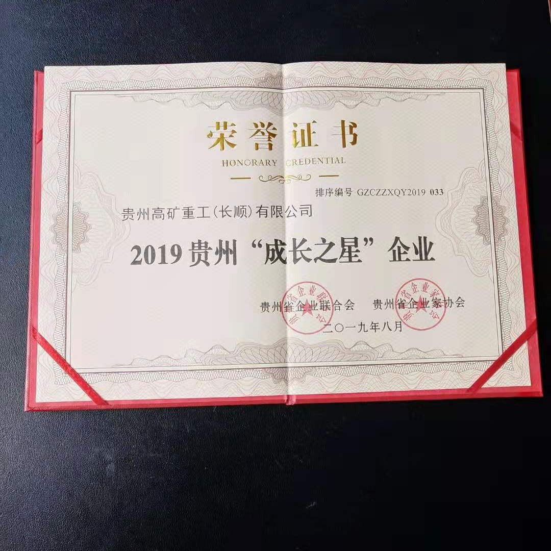 我公司荣获2019贵州“成长之星”企业称号